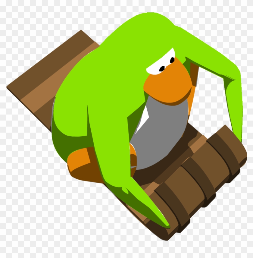 Lime Green Penguin Toboggan - Club Penguin Sled Race #910780