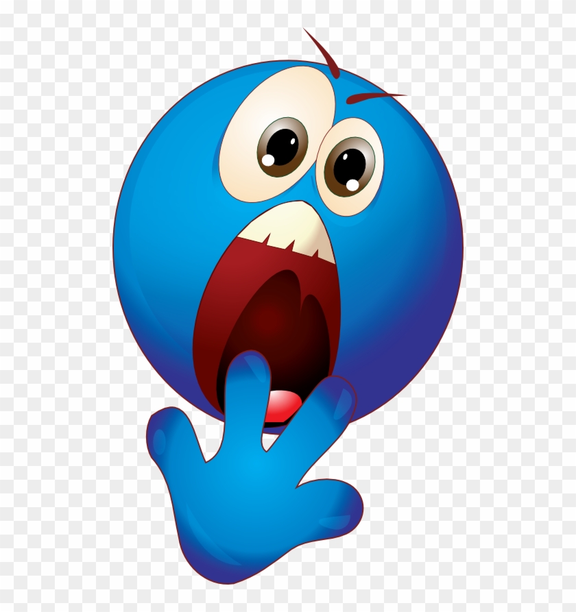 Smiley Terrified Blue Emoticon Clipart - وجه مرعوب #911255