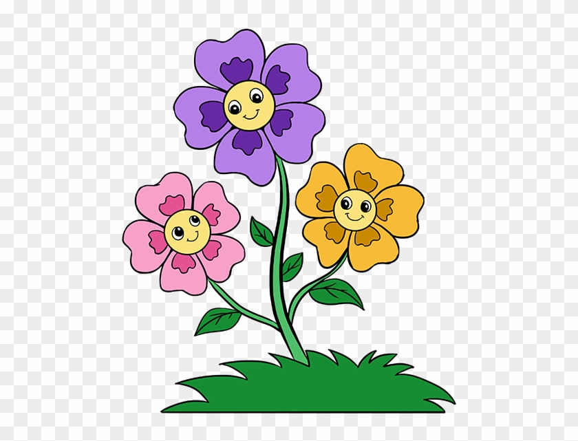 How To Draw Cartoon Flowers Easy Step By Step Drawing - Flower Cartoon #911507