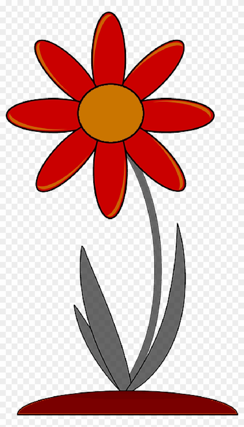 Red, Outline, Drawing, Plants, Flower, Flowers, Cartoon - Flower Clipart Gif #911517