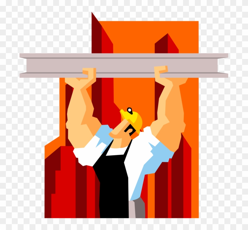 Vector Illustration Of Powerful Construction Worker - Clip Art #911605