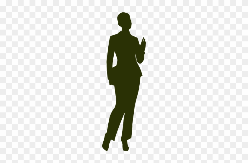 Executive Girl Standing Silhouette - Design Silhouette Business Woman Png #912117
