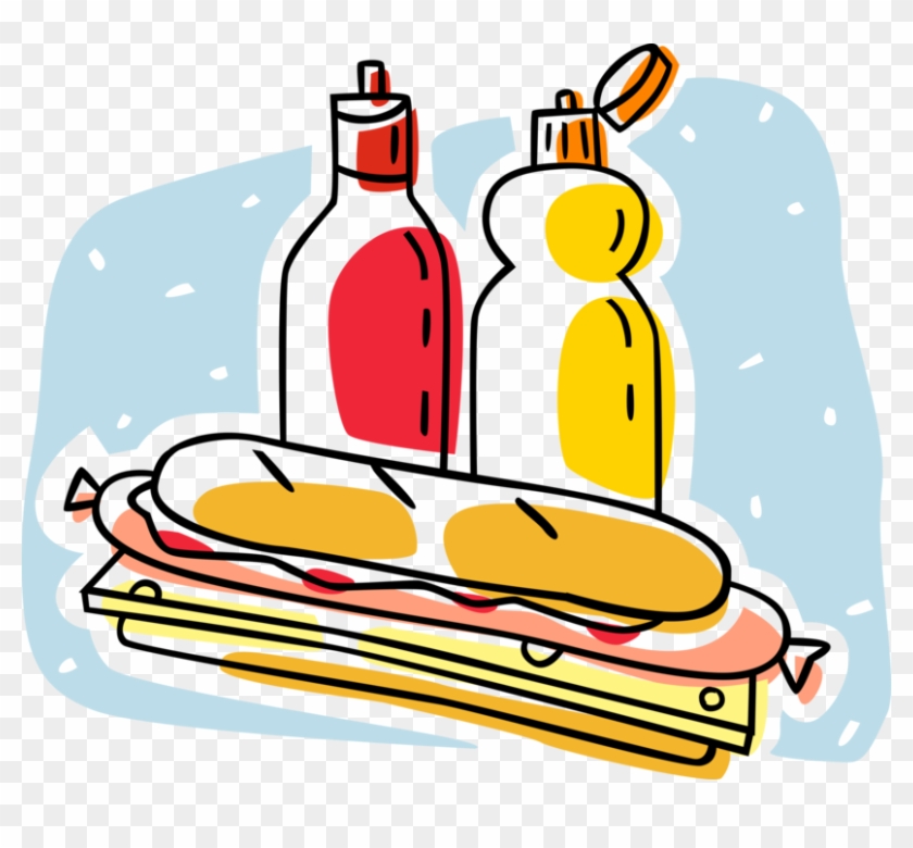 Vector Illustration Of Sea Submarine Or Hero Sub Sandwich - Hoagie Sandwich #912338