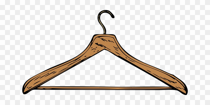 Hanger Wooden Brown Clothing Coat Wood Clo - Clothes Hanger Clip Art #912671