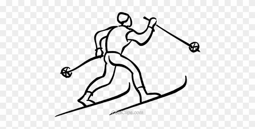 Cross Country Skiing Royalty Free Vector Clip Art Illustration - Line Art #913031