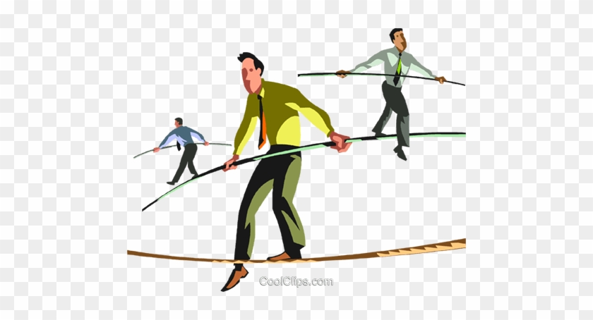 Businessmen Walking A Tight Rope Royalty Free Vector - Illustration #913097