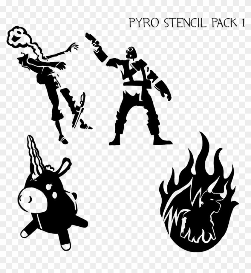 Tf2 Stencil Pack Pyro By Kittybirdycake - Tf2 Stencil #913374