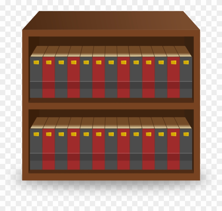 Clipart - Wooden Bookcase - Bookshelf Png #913506