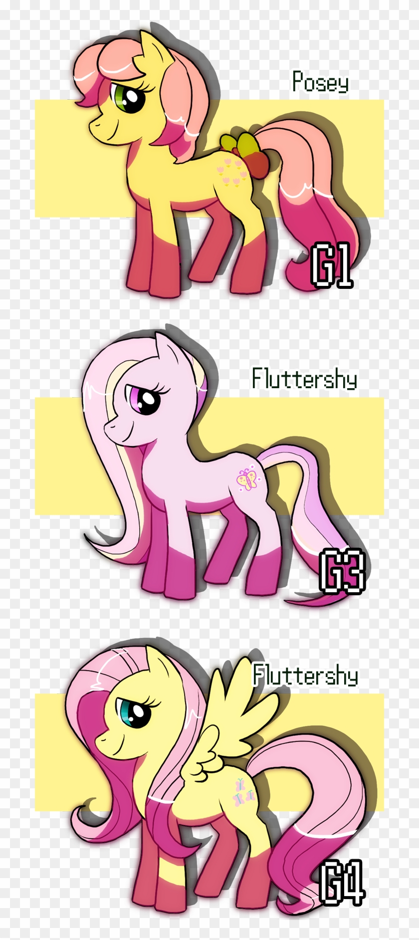 Fluttershy's Evolution By ~shufflestripes On Deviantart - Evolution Of My Little Pony #913885