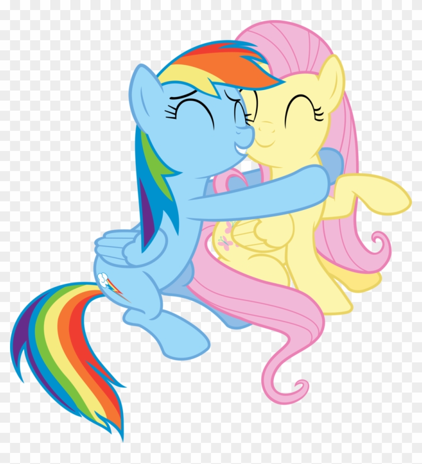 Fluttershy/rainbow Dash - Rainbow Dash And Fluttershy Hugging #913903