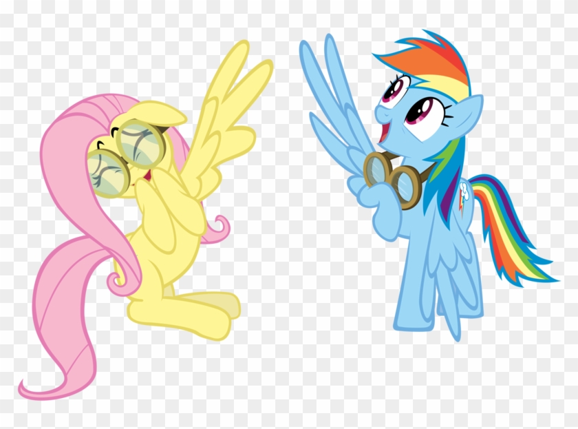 Fluttershy And Rainbow Dash High Wing By Geonine - Rainbow Dash And Fluttershy Png #914064