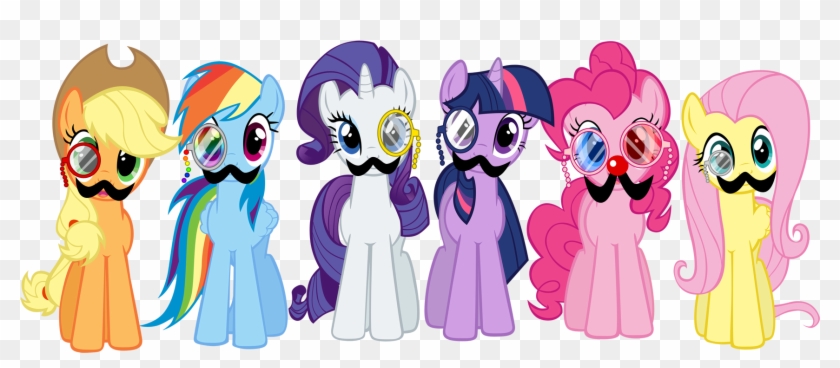 Mane 6 With Monocles - Cartoon #914129