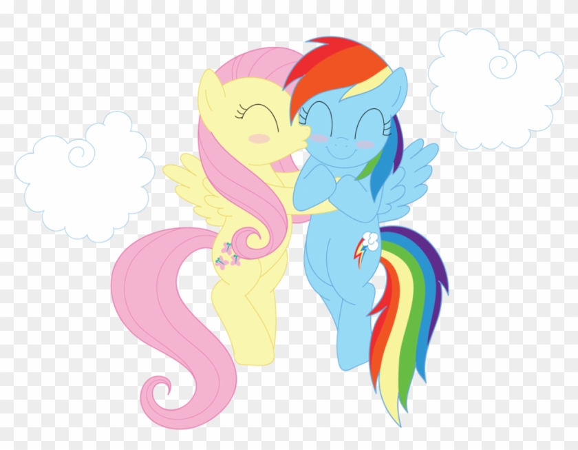 Free Rainbow Dash And Fluttershy Kiss - Cartoon #914182