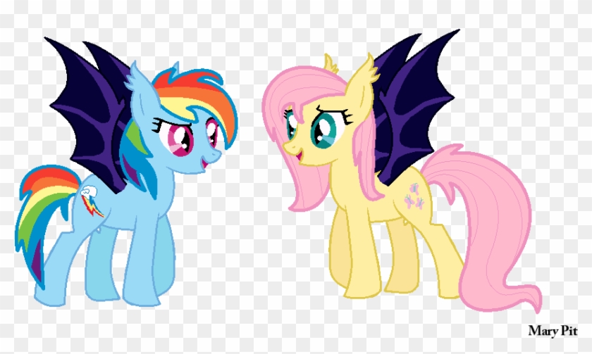 Bat-ponies Fluttershy And Rainbow Dash By Maryponyartist - Fluttershy The Bat Pony #914206