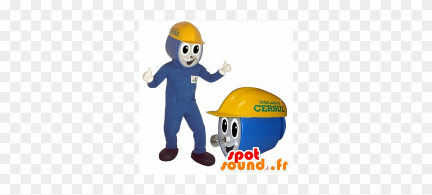 New Electrician Mascot, Workers In Blue Outfit - New Spotsound Masot Yuru-chara Mihama Chama Giant Orange #914781