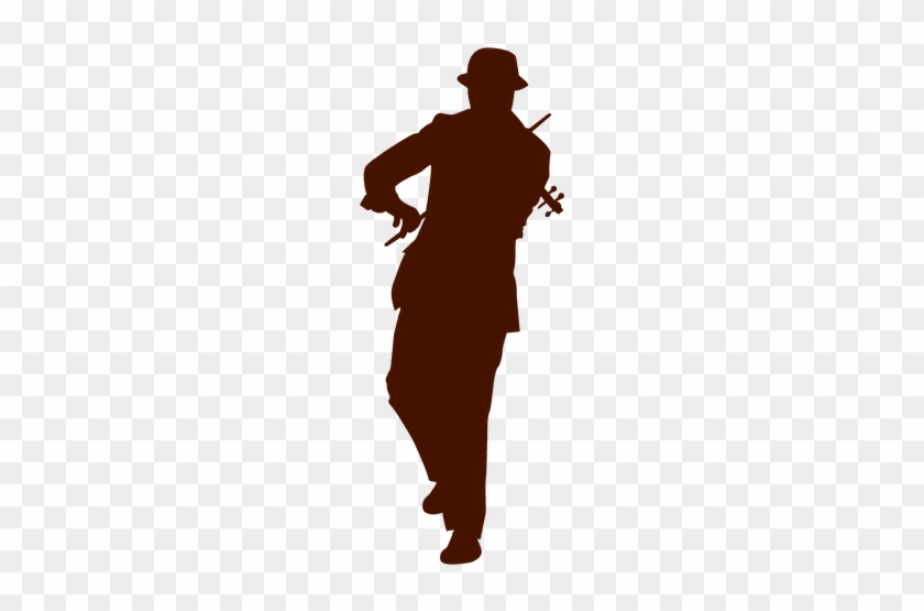 Music Violin Musician With Hat Silhouette Transparent - Violinist Silhouette Png #914935