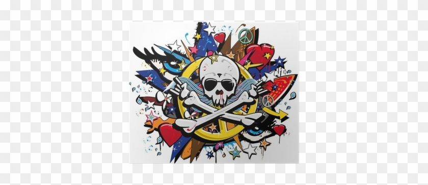 Graffiti Skull And Bones Skeletonl Pop Art Illustration - Rise And Decline Of The Third Reich #914948