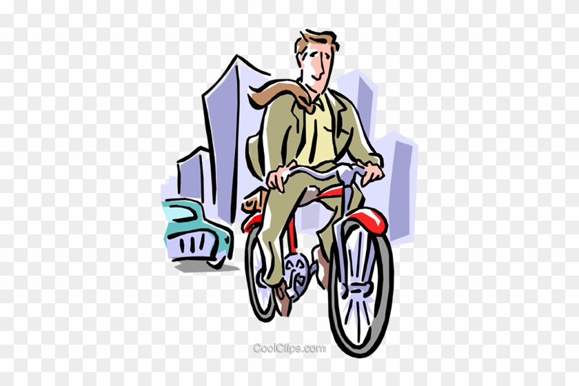 Businessman Peddling To Work Royalty Free Vector Clip - Businessman Peddling To Work Royalty Free Vector Clip #915003