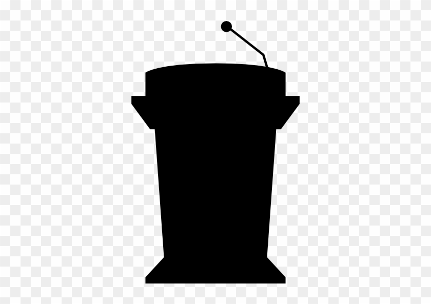 Podium Silhouette With Microphone For Presentation - Podium Silhouette #915398