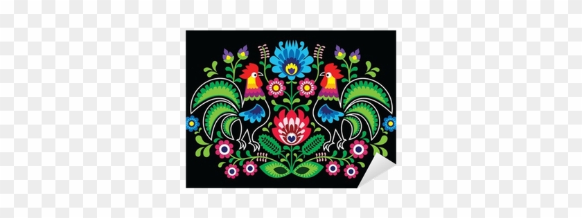 Polish Floral Embroidery With Cocks - Embroidery #915478