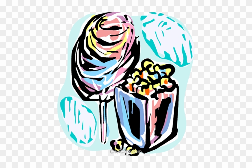Cotton Candy And Popcorn Royalty Free Vector Clip Art - Cotton Candy And Popcorn #915482