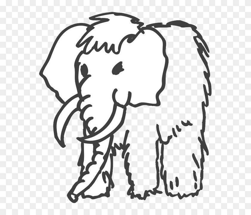 Tusks Outline, Art, Animal, Ancient, Mammoth, Fur, - Mammoth Clipart Black And White #915678