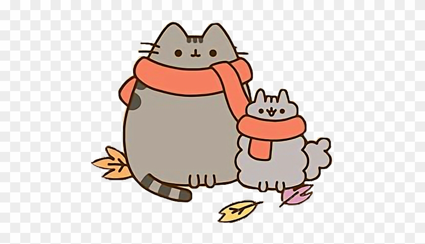 Pusheen Kawaii Cute Fall Autumn Leaves Tumblrfreetoedit - Pusheen Autumn #915825