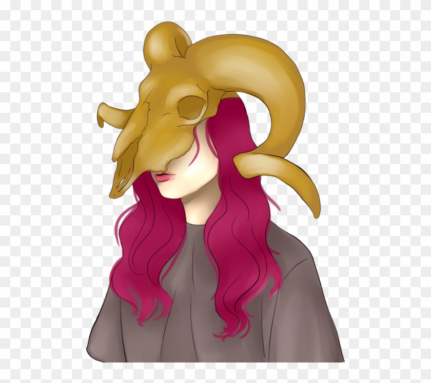 Girl In Golden Ram Skull By Joyfulnihilist - Illustration #915848