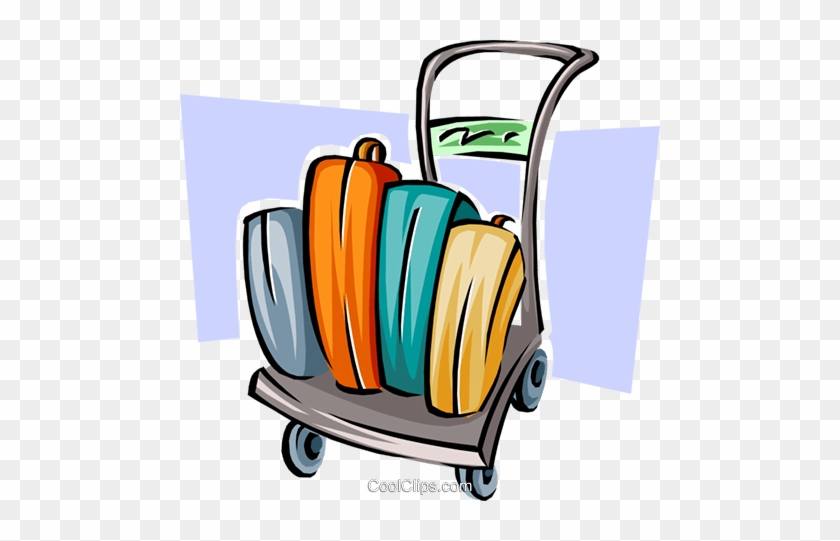 Luggage On A Cart Royalty Free Vector Clip Art Illustration - Luggage Clip Art #915893