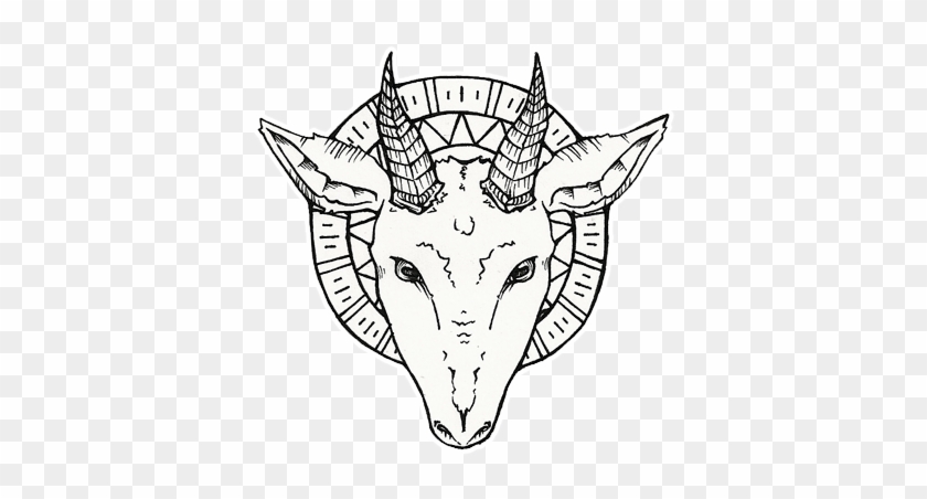 Capricorn Head Tattoo Design - Satanic Goat Head Png #915925