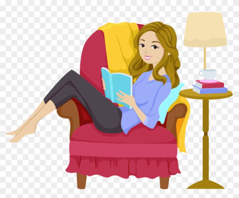 Reading Girl Book Clip Art - Cartoon Reading Woman - Free Transparent PNG  Clipart Images Download