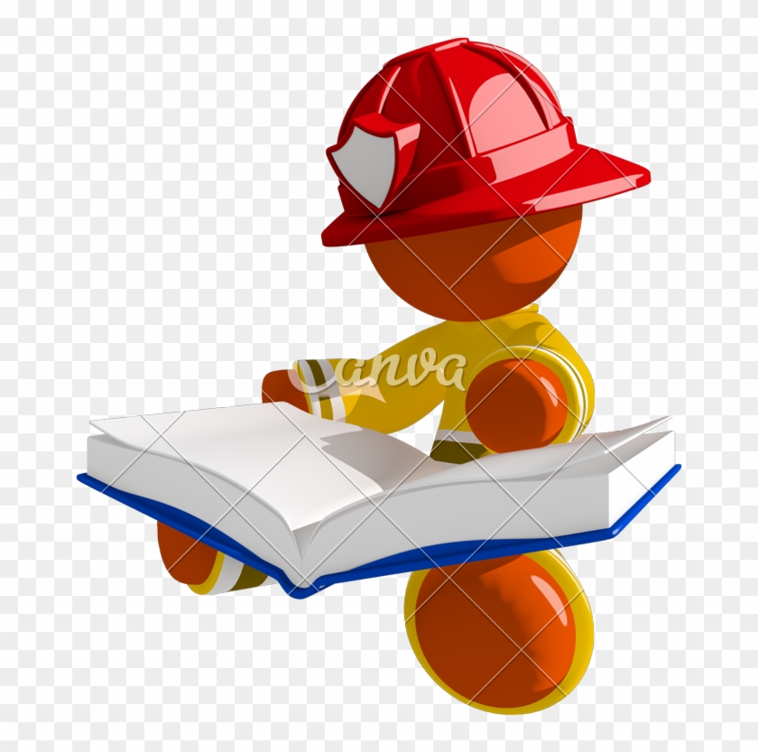 Orange Man Firefighter Sitting Reading Book - Photography #916173