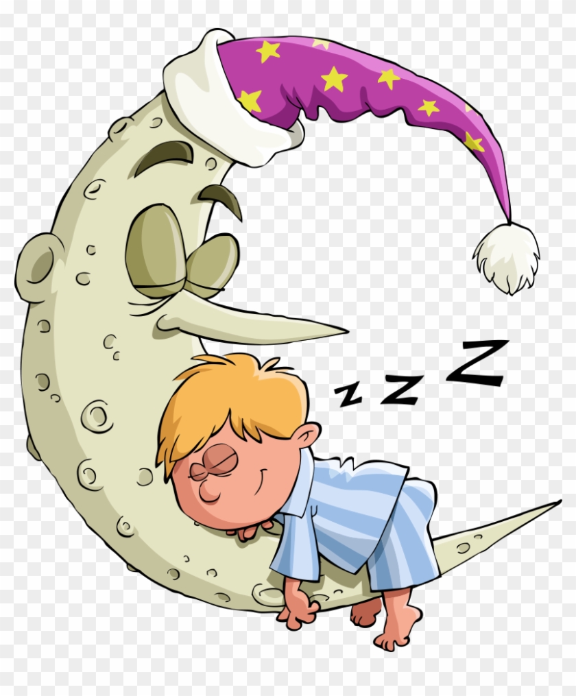Sleep Cartoon Moon Illustration - Cartoon Boy Good Night #916330