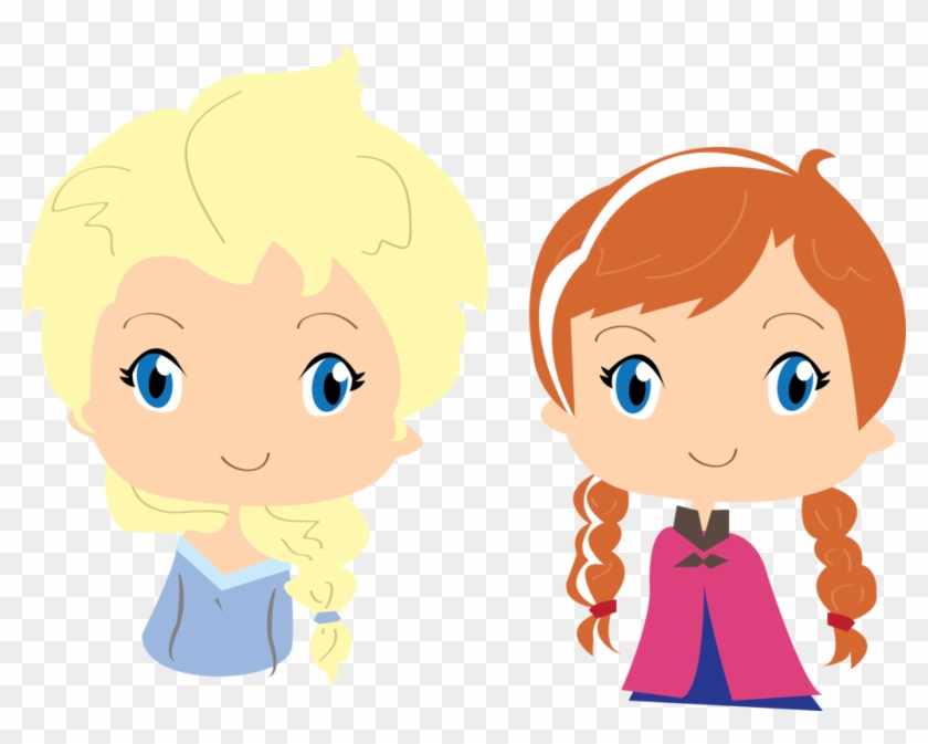 Elza And Anna Vector - Convite Frozen Cute #916373