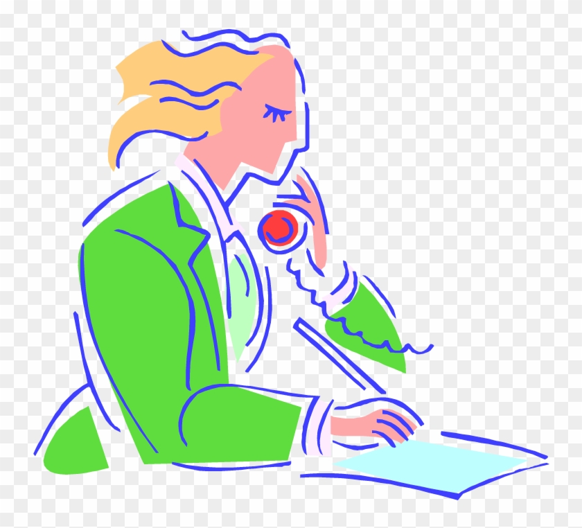 Woman Writing Telephone - Clip Art #917033