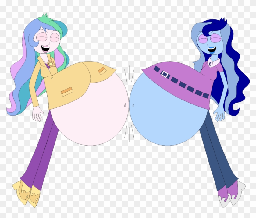 Celestia And Luna Belly Bump By Angry-signs - Equestria Girls By Angry Signs Deviantart #917303