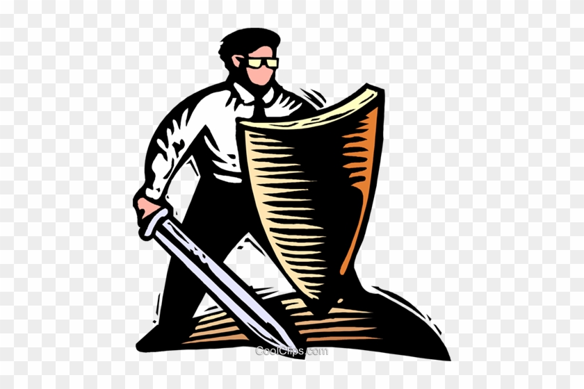 Business Man With Shield Royalty Free Vector Clip Art - Man With A Shield #917385