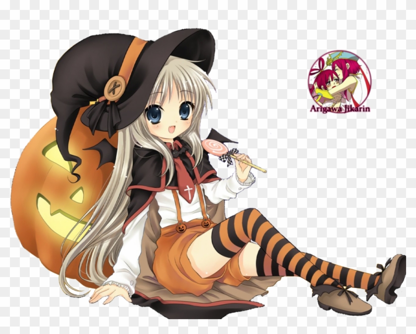 Render Anime Girl Halloween By Jikarin117 By Jikarin-chann - Happy Halloween Anime Gif #917389