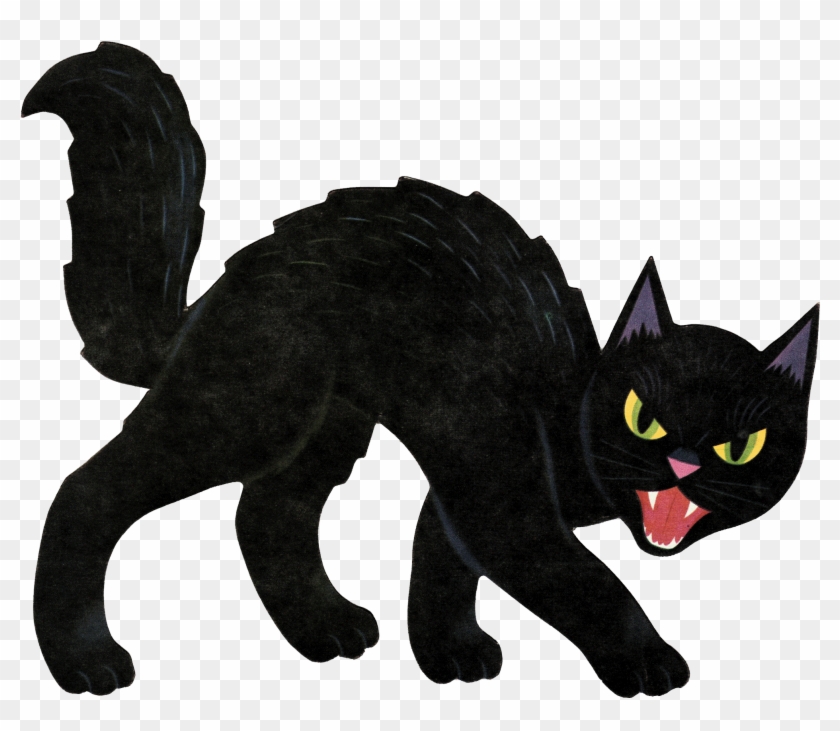 Black Cat Halloween Kitten Clip Art - Scary Halloween Cat Coloring