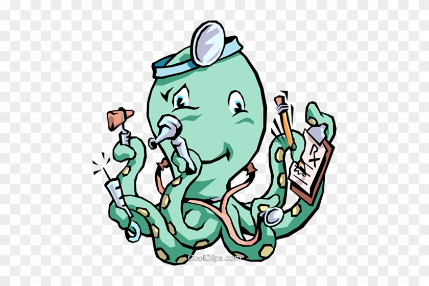 Octopus Doctor Royalty Free Vector Clip Art Illustration - Thanks Doc Greeting Cards (pk Of 10) #918077