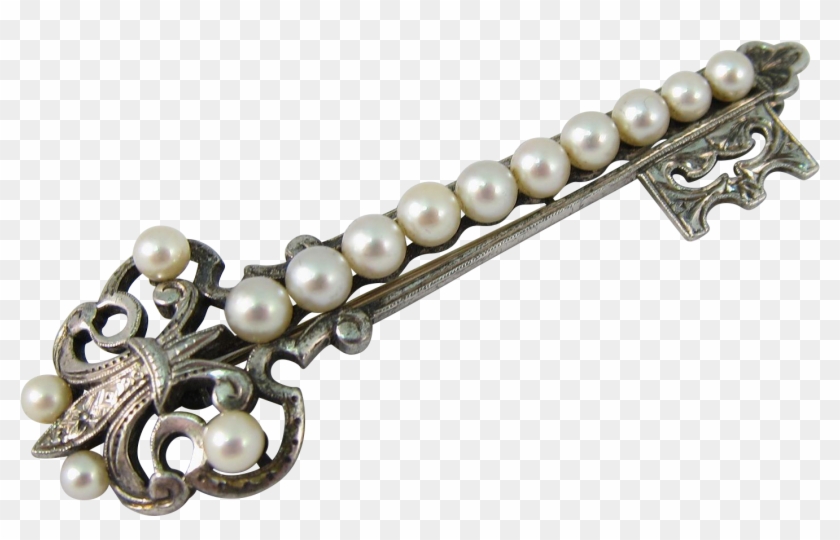 Vintage Sterling Silver Mikimoto Cultured Pearls Key - Vintage Sterling Silver Mikimoto Cultured Pearls Key #918297