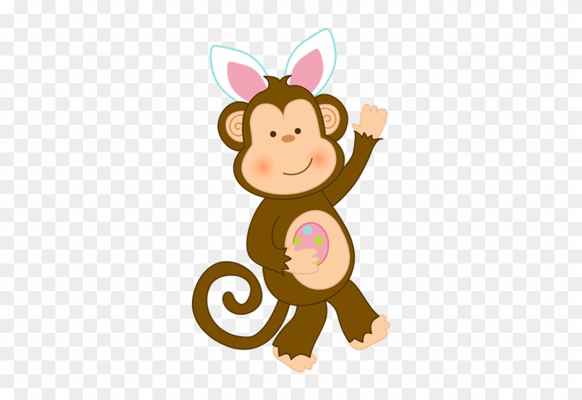 Easter Jungle Animals Clipart 012 - Happy Easter Monkey Bunny #918827