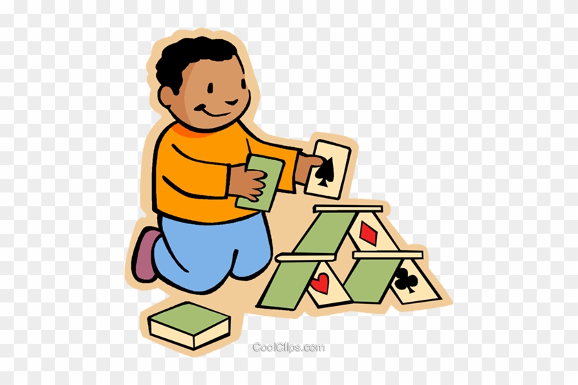 Boy Making House Of Cards Royalty Free Vector Clip - Kartenhaus Clipart #918861