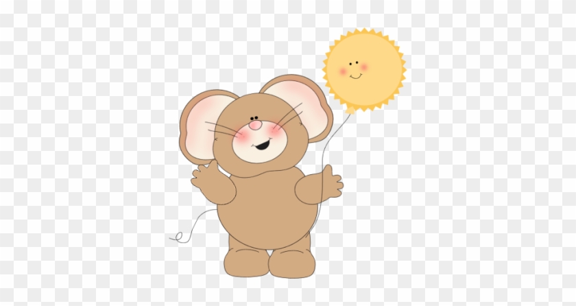 Mouse And Sunshine Balloon - Mouse With Balloon Clipart #918867