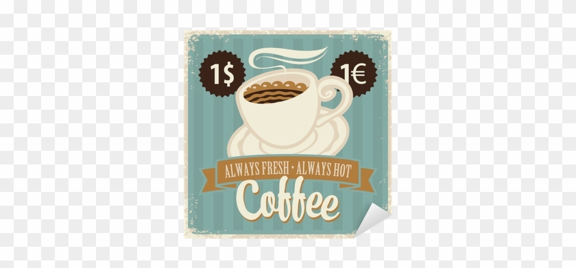 Banner With Coffee Cup In Retro Style Sticker • Pixers® - Java Coffee #919168