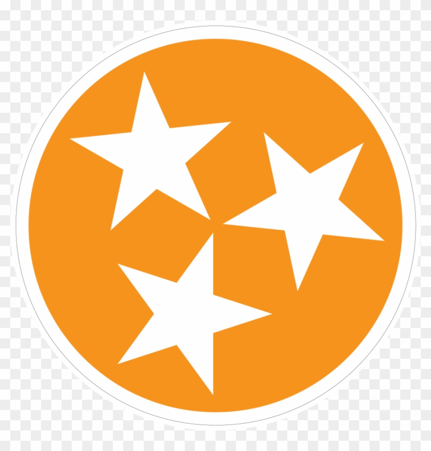 Orange Tri-star 3 Inch All Weather Sticker - Tennessee State Flag Stars #919238