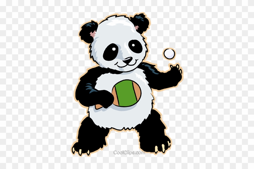 Panda Bear Royalty Free Vector Clip Art Illustration - Panda Playing Ping Pong #919320