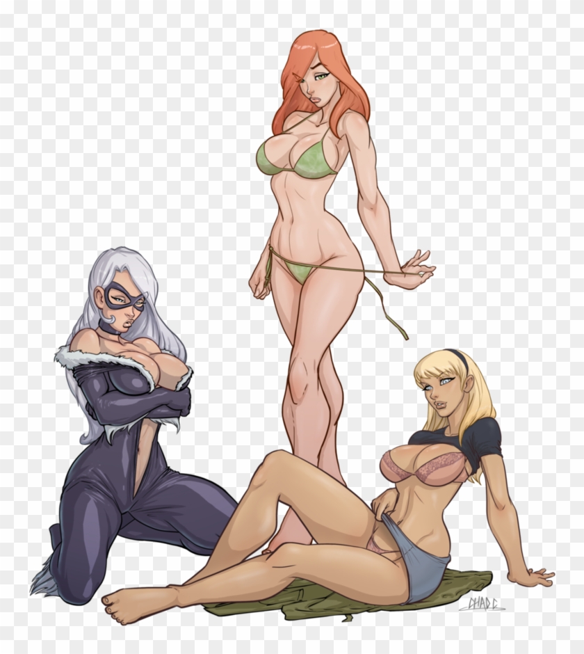 So, I Got To Rock Out Another "sexy Ladies" Piece For - Marvel Mary Jane Gwen Stacy And Black Cat #919492