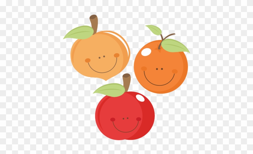 Cute Fruit Peach Apple Orange Scrapbook Cuts Svg Cutting - Cute Fruit Clip Art #919597