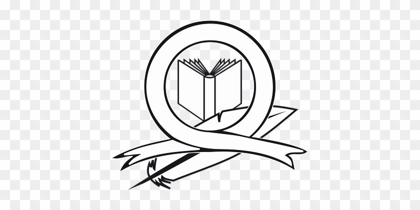 Book, Logo, Ribbon, Feather, Education - School Logo Clip Art #919806
